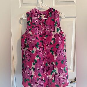 J. Crew Pink and Green Floral Women's Blouse